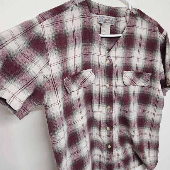 Silk Exchange 100% Silk Short Sleeve Button Down Shirt Woman's Large 1391 - Picture 5 of 7